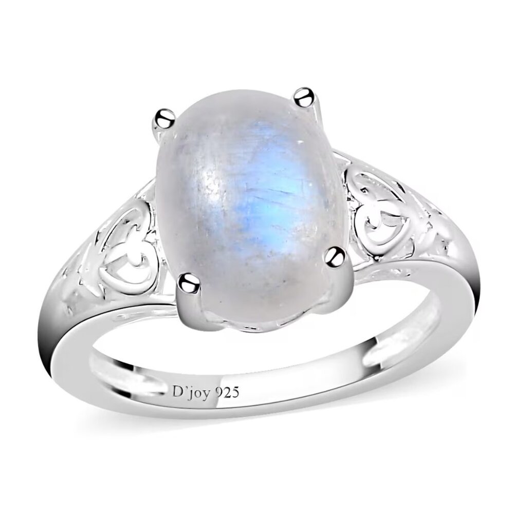 NWT Kuisa Rainbow Moonstone Solitaire Ring in Sterling‎ Silver 3.10 ctw